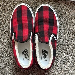 Vans Red Plaid Slip-On Shoes